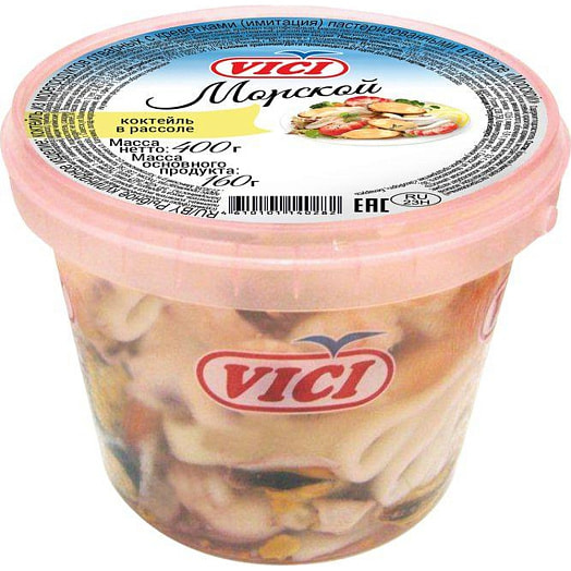 Коктейль Морской из морепродуктов соленых с креветками в рассоле 400г п/у ООО Вичюнай-Русь Россия Vici