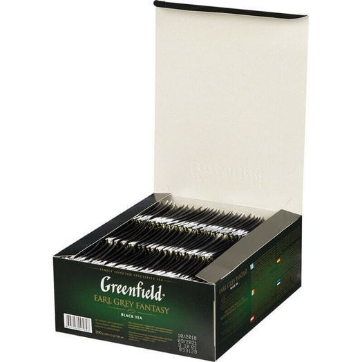Чай черный Greenfield Earl Grey Fantasy 200г с ароматом бергамота (100пак*2гр) орими Россия Greenfield