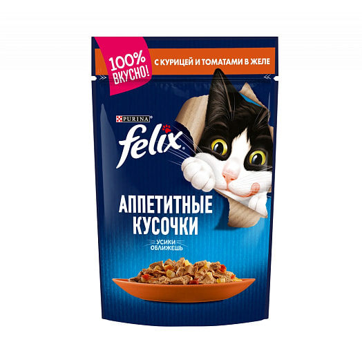 Корм Felix 75г пауч кусочки в желе курица-томаты ООО Нестле Россия Россия Purina