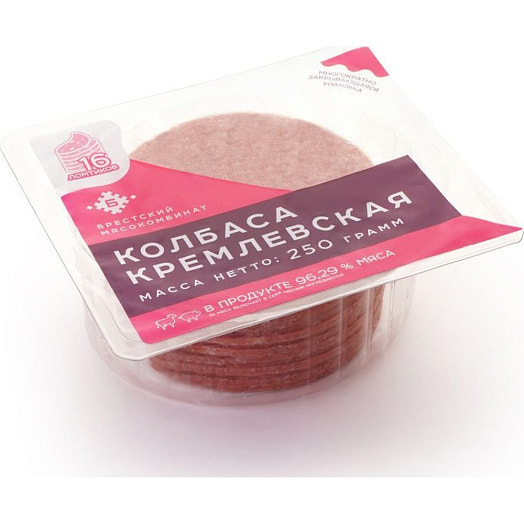 Колбаса Кремлевская в/к в/с (серв/нар) 250г ОАО Брестский мясокомбинат Беларусь Брестский Мясокомбин