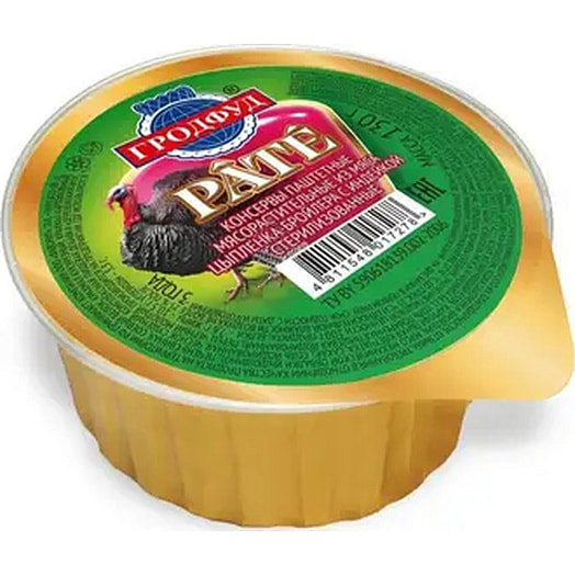 Консервы паштетные из мяса цыпленка-бройлера с индейкой 130г СООО Квинфуд Беларусь