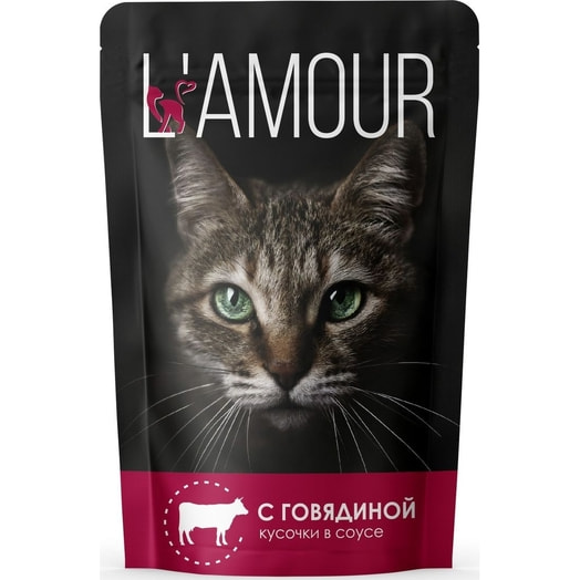 Корм для кошек Lamour 75г говядина в соусе Атяшевский МПК Россия Lamour
