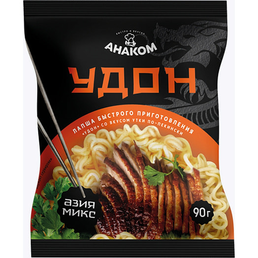 Лапша б/приг Анаком со вкусом утка по-пекински Удон (пакет) 90г Россия