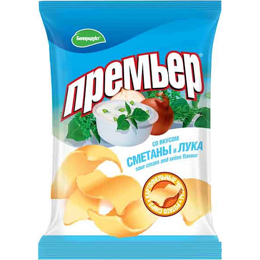 Чипсы картофельные Премьер 70г со вкусом сметана и лука ООО Белпродукт Беларусь