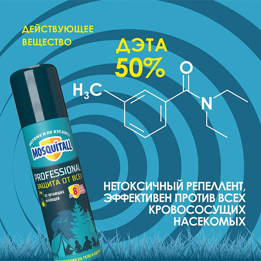 Аэрозоль от всех насекомых 150мл пластик профессиональная защита ООО Компания Арнест, Россия (Х Россия MOSQUITALL