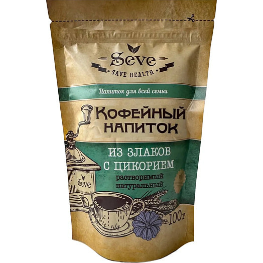 Напиток кофейно-злаковый Seve с цикорием 100г дой-пак ООО Габрини Россия