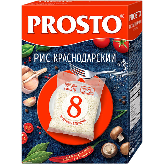 Рис Краснодарский PROSTO 500г 8 пакетов Россия